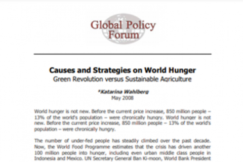 Cover causes and strategies on world hunger